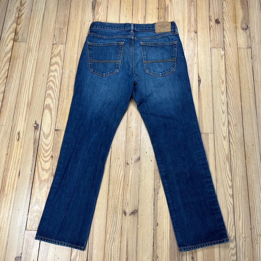 Abercrombie & Fitch Mens Straight Leg Jeans 32x30 Dark Wash Button Fly Denim y2k - Picture 6 of 11